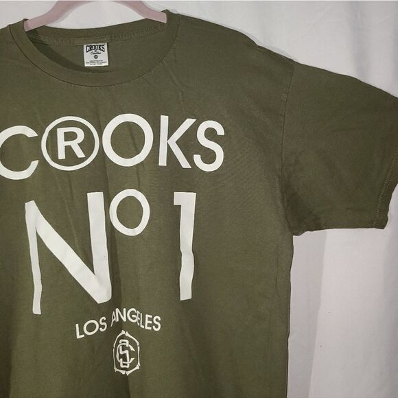 Crooks & Castles Los Angeles Green Short Sleeve T-Shirt Size L - Picture 3 of 6